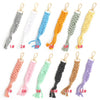 Cotton Rope Tassel Handwoven Keychain Pendant With Cross Crown Roman Numerals Bohemian Retro Style