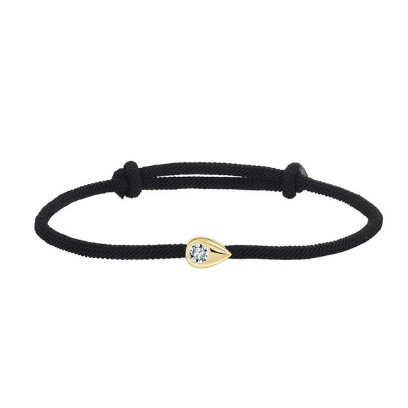 Couple Adjustable Braided Cord S925 Sterling Silver Zirconium Inlaid Dropshaped Electroplated Bracelet For Men And Women