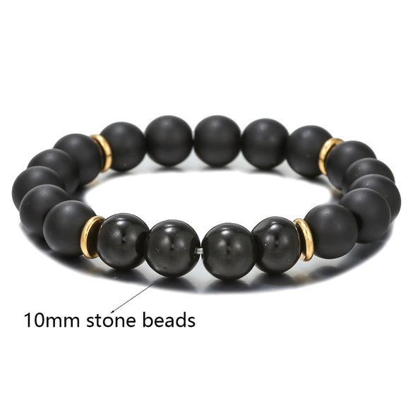 Couple Bracelet Stone Black Onyx Trendy Simple Design Unisex
