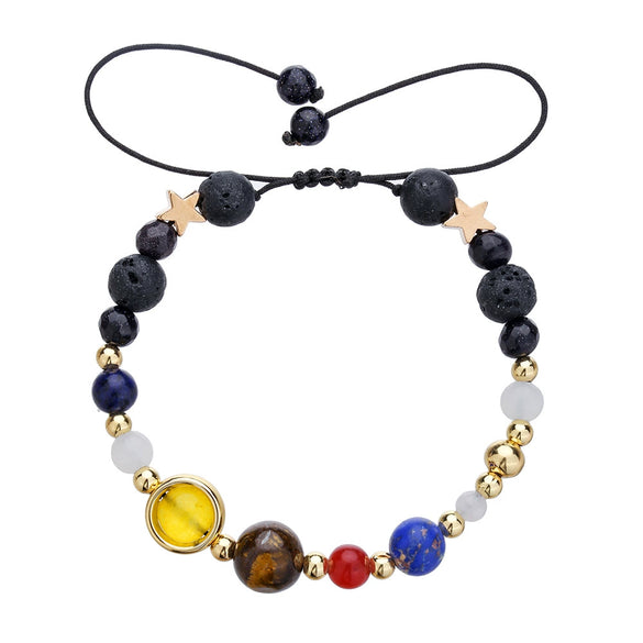 Couple Bracelet Volcanic Stone Lapis Geometric Style Electroplated Jewelry