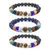 Couple Bracelet Volcanic Stone Lapis Geometric Style Electroplated Jewelry