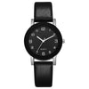 Couple Casual Alloy Quartz Watch With Round Dial Stainless Steel Clasp Genuine Leather Strap Mineral Strengthened Glass Mirror