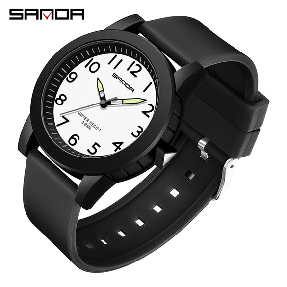 Couple Digital Quartz Electronic Watch Round Dial Acrylic Mirror Silicone Strap Abs Case