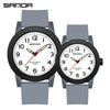 Couple Digital Quartz Electronic Watch Round Dial Acrylic Mirror Silicone Strap Abs Case