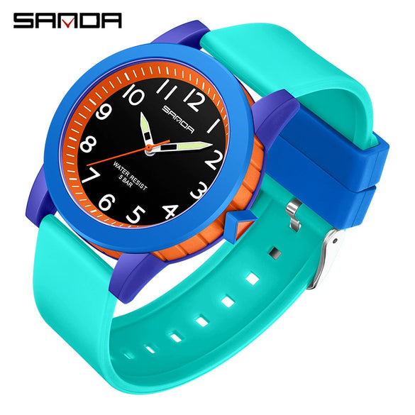 Couple Digital Quartz Electronic Watch Round Dial Acrylic Mirror Silicone Strap Abs Case