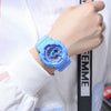 Couple Electronic Watches Plastic Case Silicone Strap Stainless Steel Clasp Round Dial