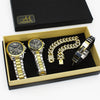 Couple Fashion Alloy Wristwatch Set With Round Dial And Printed Logo