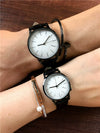 Couple Fashion Retro Belt Quartz Watch Metal Case Genuine Leather Strap Round Dial