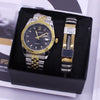 Couple Fashion Waterproof Quartz Wrist Watch Set Alloy And Stainless Steel Round Dial