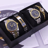 Couple Fashion Waterproof Quartz Wrist Watch Set Alloy And Stainless Steel Round Dial