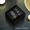 Couple Fashion Waterproof Quartz Wrist Watch Set Alloy And Stainless Steel Round Dial