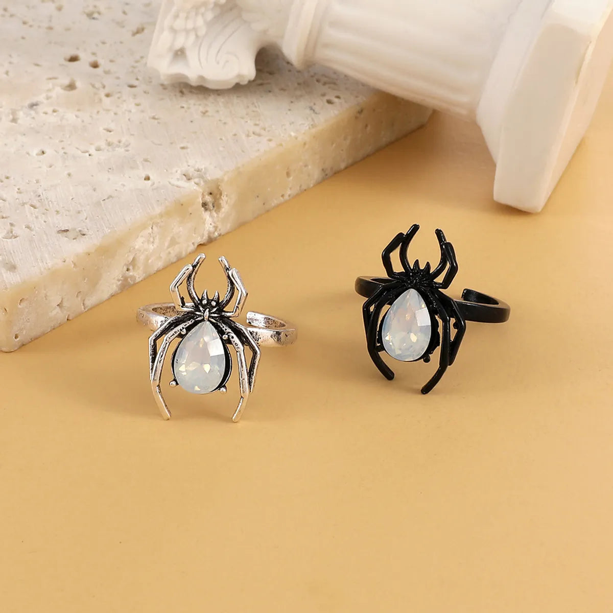 Gothic Spider Alloy Plating Rhinestones Couple Ring