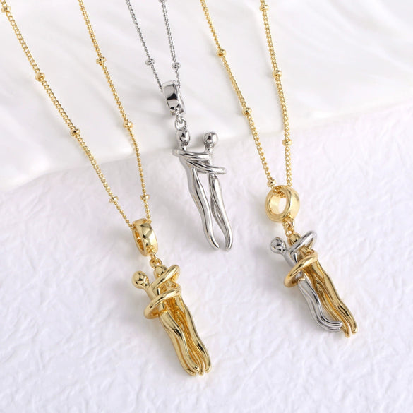 Couple Jewelry Copper Geometric Pendant Necklace Goldplated Electroplating