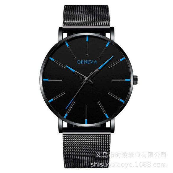 Couple Mesh Belt Quartz Watch Alloy Case Stainless Steel Strap And Buckle Round Dial Leisure Style