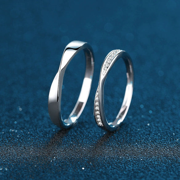 Couple Mobius Ring 925 Sterling Silver Geometric Electroplated Jewelry