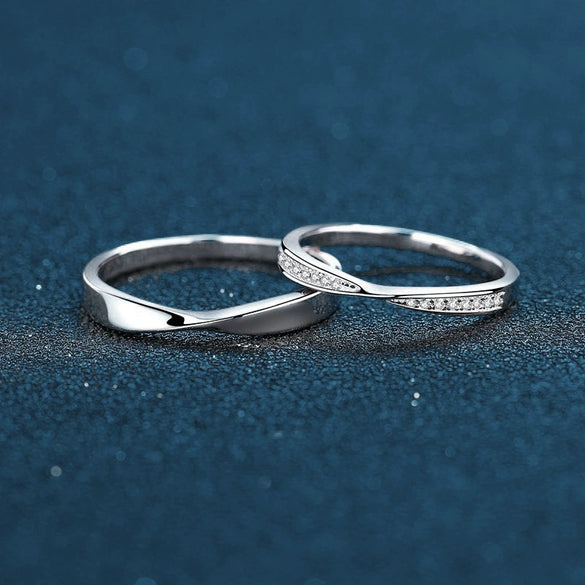 Couple Mobius Ring 925 Sterling Silver Geometric Electroplated Jewelry