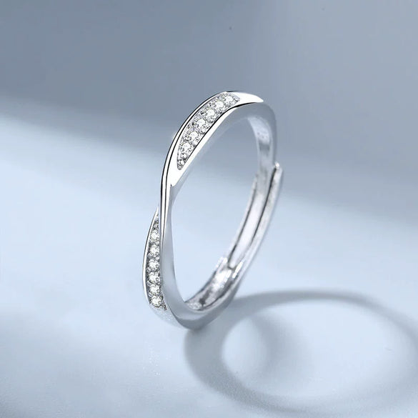 Couple Mobius Ring Sterling Silver Geometric Electroplating Style