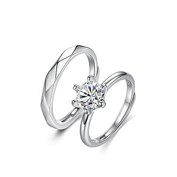Couple Moissanite Ring 925 Sterling Silver Simple Geometric Electroplated