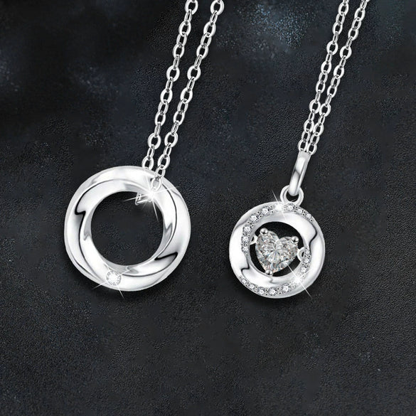 Couple Necklace S925 Sterling Silver Moissanite Heartshaped Pendant With Cross Chain
