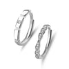 Couple Opening Ring 925 Sterling Silver Bow Geometric Diamond Design