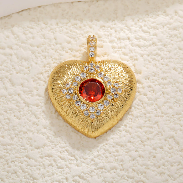 Couple Pendant Copper Plated 18K Gold Heart Shaped Inlaid Zircon White Shell Peach Shaped Diy Accessories With Small Fragrance