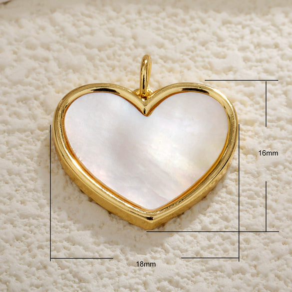 Couple Pendant Copper Plated 18K Gold Heart Shaped Inlaid Zircon White Shell Peach Shaped Diy Accessories With Small Fragrance