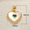 Couple Pendant Copper Plated 18K Gold Heart Shaped Inlaid Zircon White Shell Peach Shaped Diy Accessories With Small Fragrance