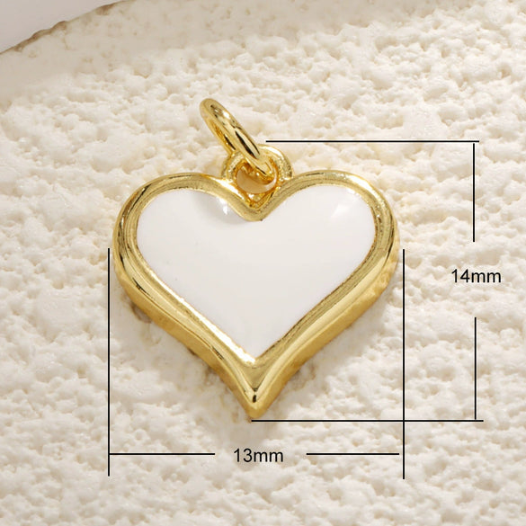 Couple Pendant Copper Plated 18K Gold Heart Shaped Inlaid Zircon White Shell Peach Shaped Diy Accessories With Small Fragrance
