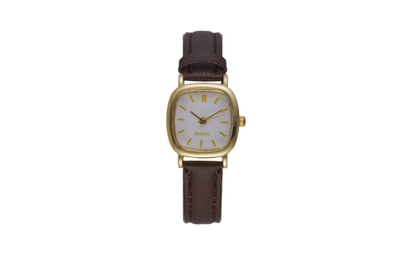 Couple Quartz Belt Watch Alloy Case Imitation Leather Strap Square Dial