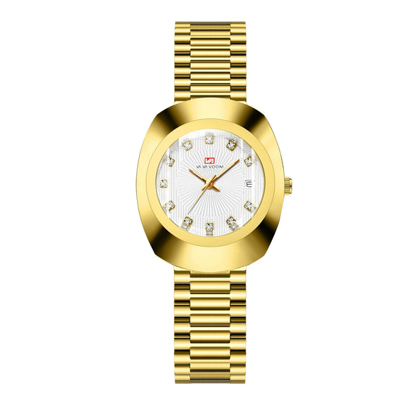Couple Quartz Watch Alloy Case Stainless Steel Strap Oval Dial Business Style Waterproof