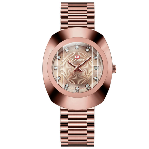Couple Quartz Watch Alloy Case Stainless Steel Strap Oval Dial Business Style Waterproof