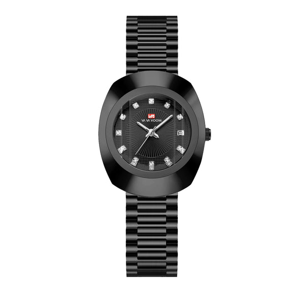 Couple Quartz Watch Alloy Case Stainless Steel Strap Oval Dial Business Style Waterproof