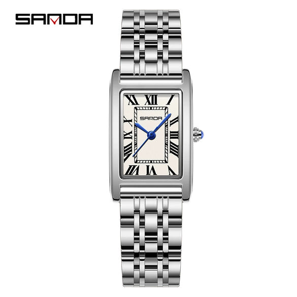 Couple Quartz Watch Square Alloy Alloy Case Steel Band Business Style Waterproof