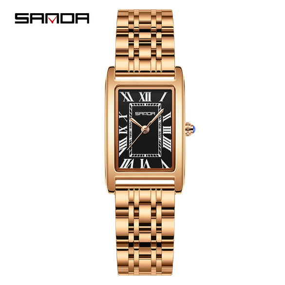 Couple Quartz Watch Square Alloy Alloy Case Steel Band Business Style Waterproof