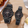 Couple Quartz Watches Alloy Case Fine Steel Strap Stainless Steel Buckle Round Dial Business Style