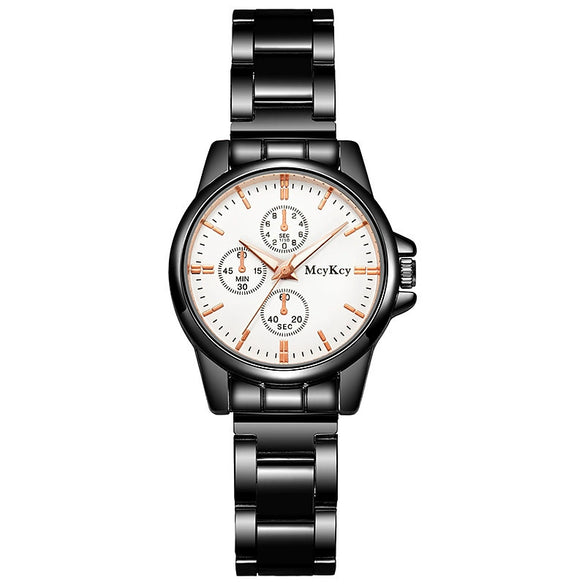 Couple Quartz Watches Alloy Case Fine Steel Strap Stainless Steel Buckle Round Dial Business Style