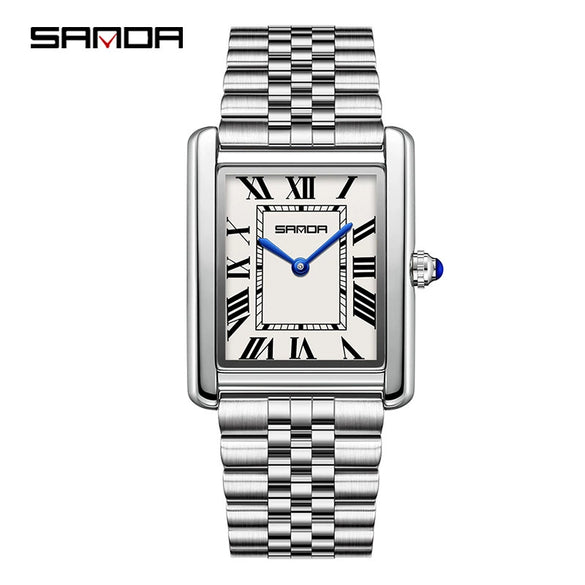 Couple Quartz Watches Square Zinc Alloy Case Mineral Tempered Glass Mirror Stainless Steel Buckle Casual Style Waterproof