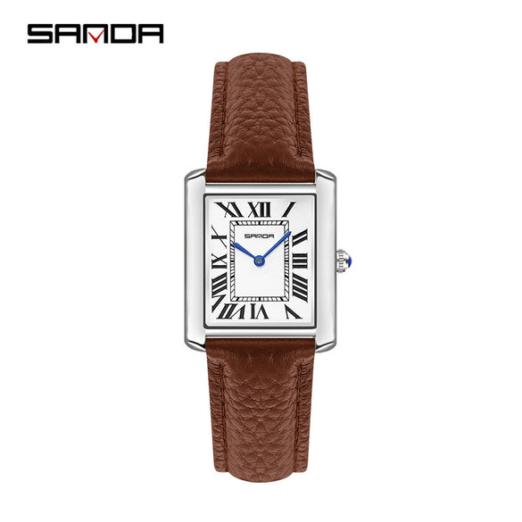 Couple Quartz Watches Square Zinc Alloy Case Mineral Tempered Glass Mirror Stainless Steel Buckle Casual Style Waterproof