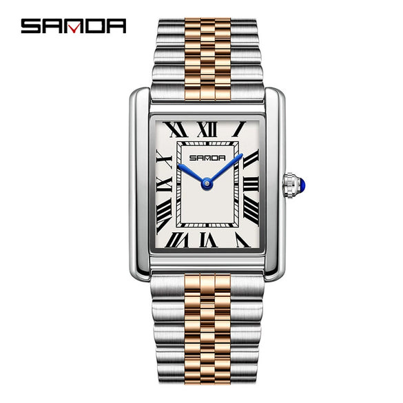 Couple Quartz Watches Square Zinc Alloy Case Mineral Tempered Glass Mirror Stainless Steel Buckle Casual Style Waterproof