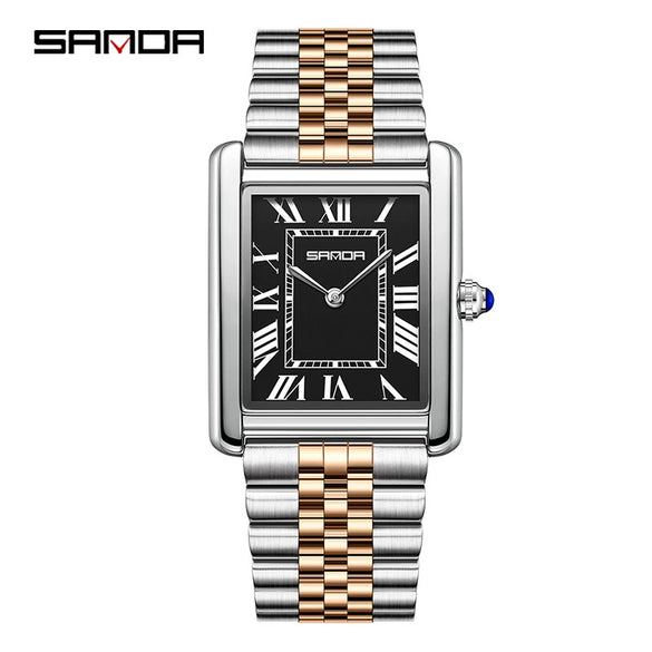 Couple Quartz Watches Square Zinc Alloy Case Mineral Tempered Glass Mirror Stainless Steel Buckle Casual Style Waterproof