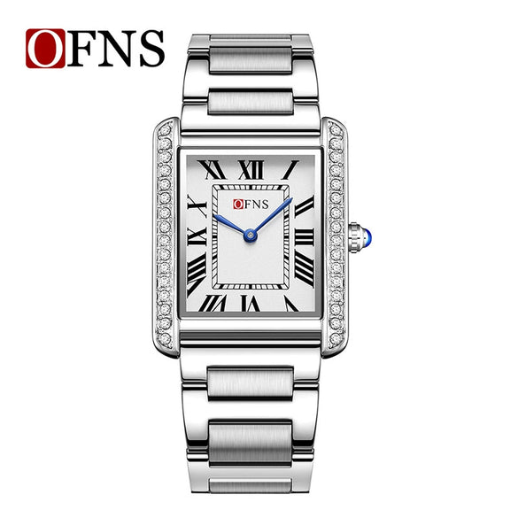 Couple Quartz Watches Square Zinc Alloy Case Mineral Tempered Glass Mirror Stainless Steel Buckle Casual Style Waterproof