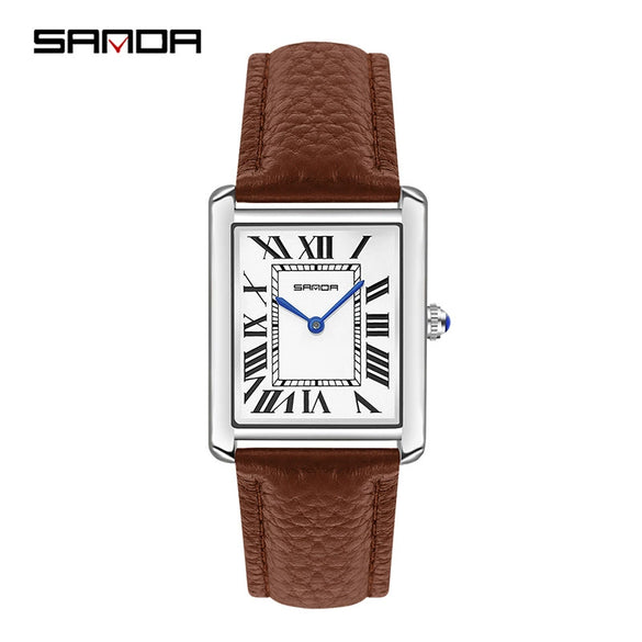 Couple Quartz Watches Square Zinc Alloy Case Mineral Tempered Glass Mirror Stainless Steel Buckle Casual Style Waterproof