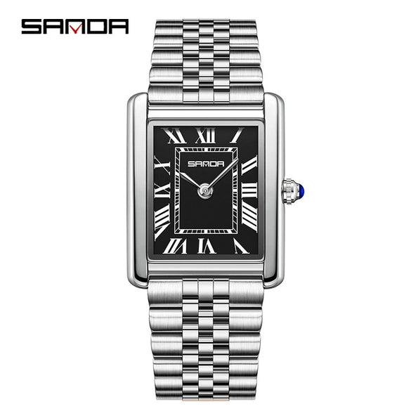 Couple Quartz Watches Square Zinc Alloy Case Mineral Tempered Glass Mirror Stainless Steel Buckle Casual Style Waterproof
