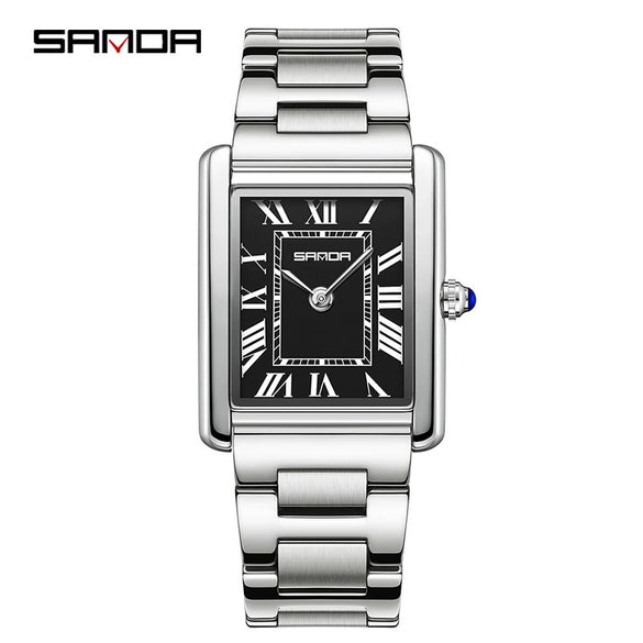 Couple Quartz Watches Square Zinc Alloy Case Mineral Tempered Glass Mirror Stainless Steel Buckle Casual Style Waterproof