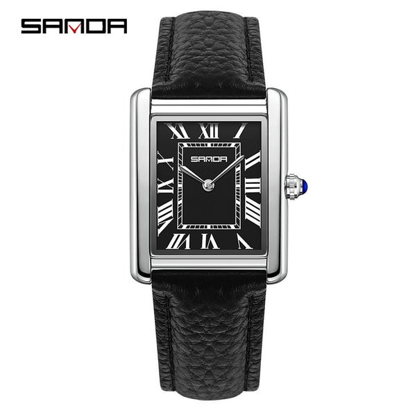 Couple Quartz Watches Square Zinc Alloy Case Mineral Tempered Glass Mirror Stainless Steel Buckle Casual Style Waterproof