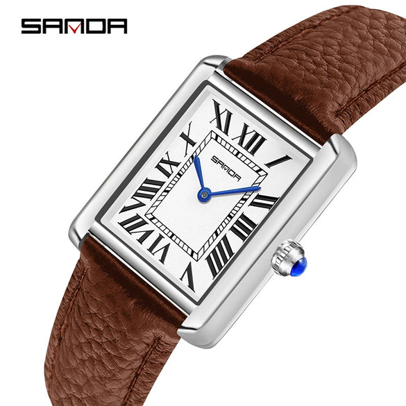 Couple Quartz Watches Square Zinc Alloy Case Mineral Tempered Glass Mirror Stainless Steel Buckle Casual Style Waterproof