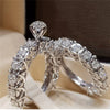 Couple Ring Copper Geometric Inlaid Zircon Fashionable Bridal Accessories