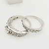 Couple Ring Copper Inlaid Zircon Hollow Flower Carving Crown Wave Pattern Design