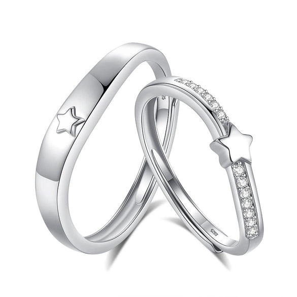 Couple Ring S925 Silver Star Design Diamond Styling Wholesale
