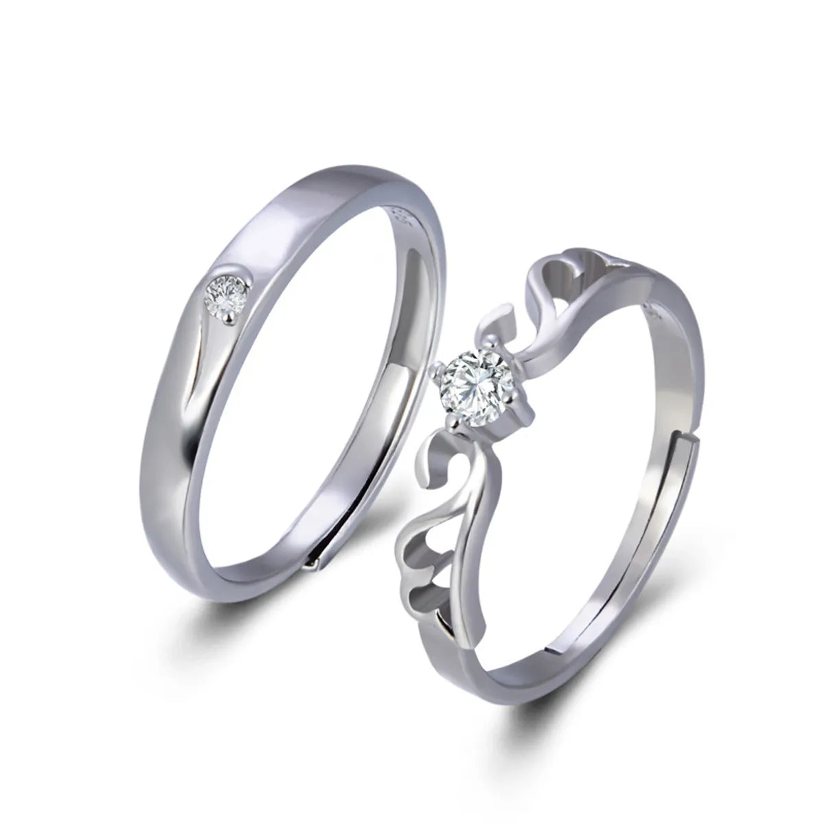 Couple Ring S925 Sterling Silver Korean Inlaid Zircon Diamond Ring Index Finger Tail Ring